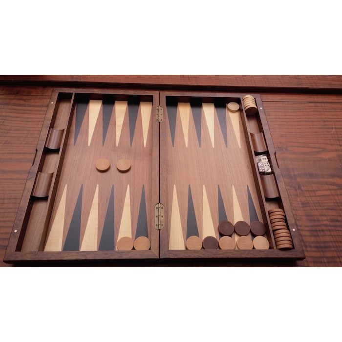 Backgammon &  chess  set with racks and  colored inlays 