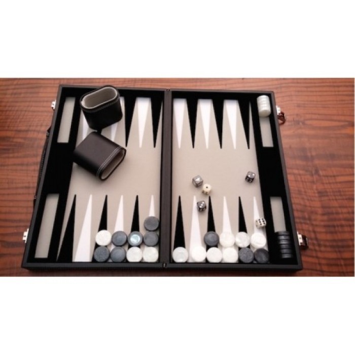 Leatherette backgammon board (grey color)