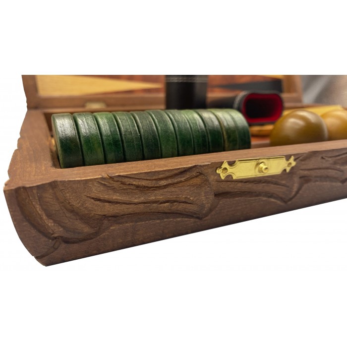 Rosewood backgammon set carved "Syfnos"