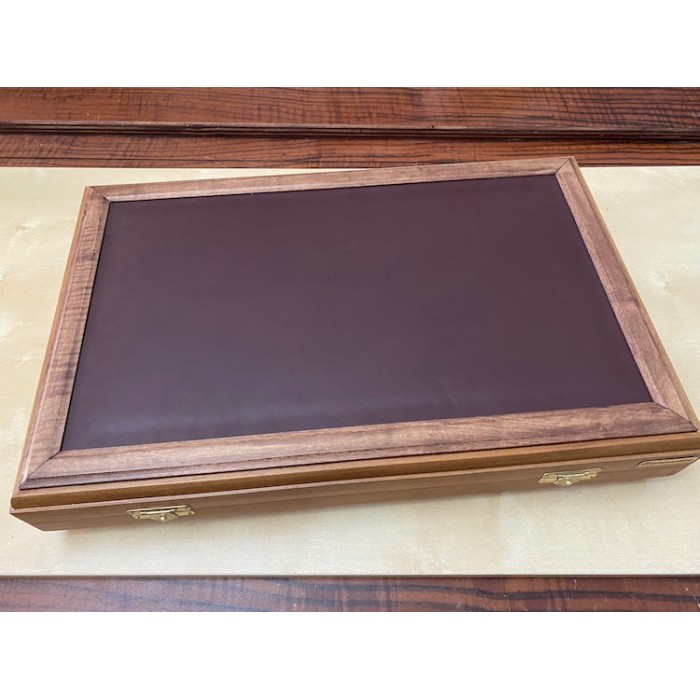 Leather backgammon board made from walnut tree