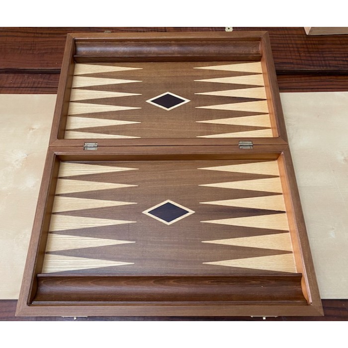 Leather backgammon board made from walnut tree