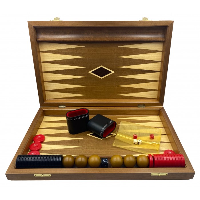 Leather walnut backgammon set
