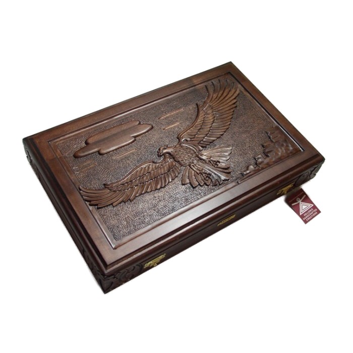 Backgammon set carved "flying eagle" theme