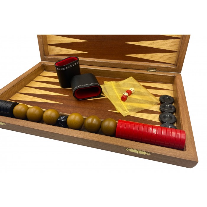 Mahogany backgammon set with racks  and flower"Niki" 