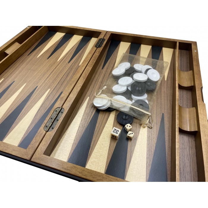 Backgammon walnut set "Aphrodite" with racks