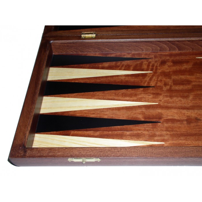 Rosewood backgammon  set with colored inlays & deluxe Galalith checkers