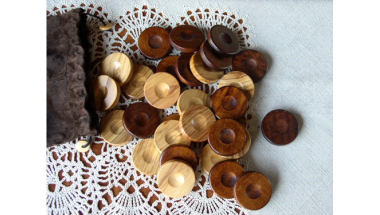 Wooden olive backgammon pieces (Brown - natural)