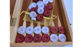 Backgammon checkers perl 1.41"  / Red - white