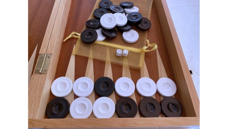 Backgammon checkers plastic 1.41" / black - white