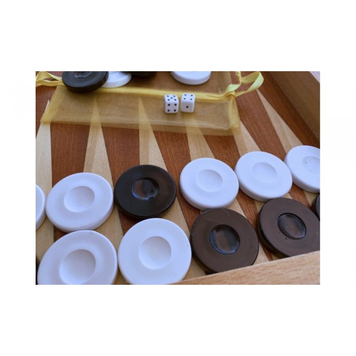 Backgammon checkers plastic 1.41" / black - white