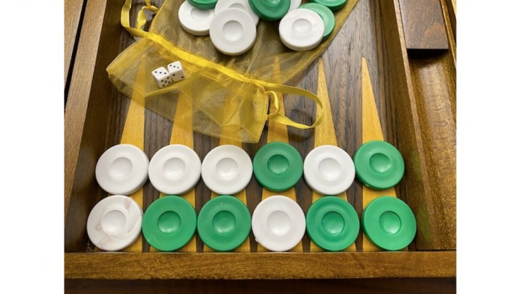 Backgammon checkers plastic 1.41" / red - green