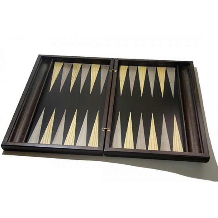 Sensation backgammon set with racks and colored inlays & deluxe Galalith checkers