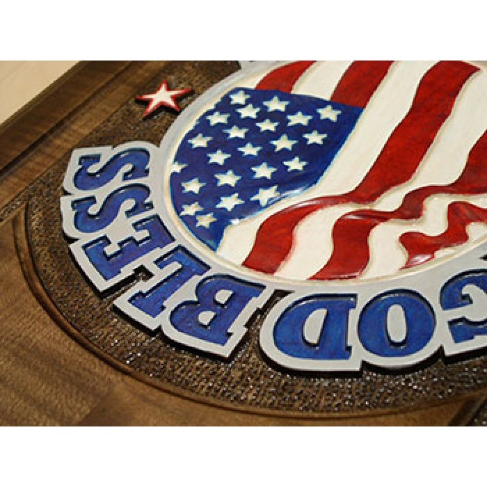"USA" theme Backgammon board carved with racks