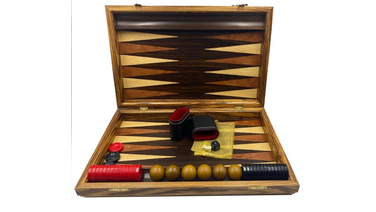 Zebrano backgammon with racks