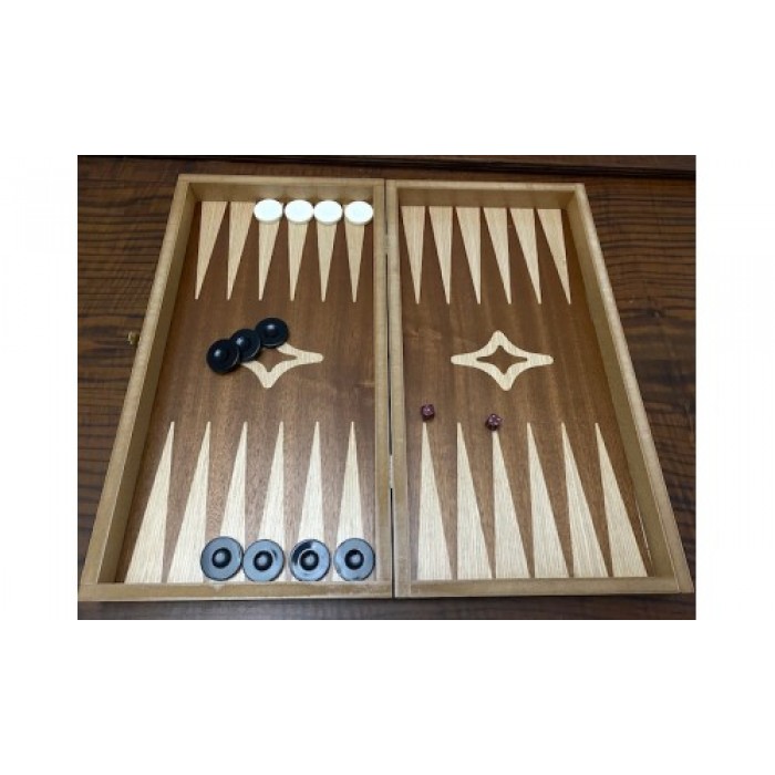 Simple mahogany backgammon set